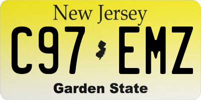 NJ license plate C97EMZ