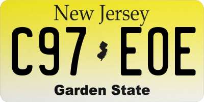NJ license plate C97EOE