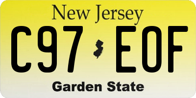 NJ license plate C97EOF