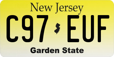 NJ license plate C97EUF