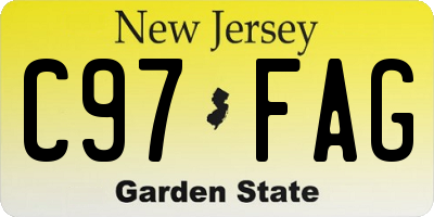 NJ license plate C97FAG