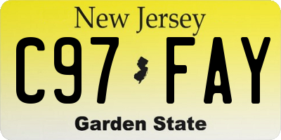 NJ license plate C97FAY