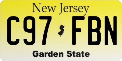 NJ license plate C97FBN