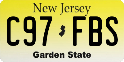 NJ license plate C97FBS