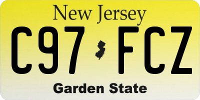 NJ license plate C97FCZ