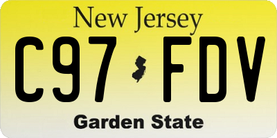NJ license plate C97FDV
