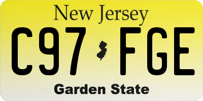 NJ license plate C97FGE