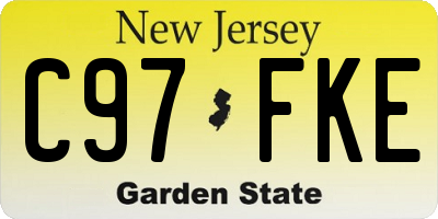 NJ license plate C97FKE