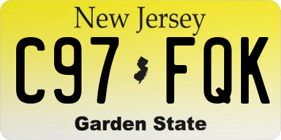 NJ license plate C97FQK