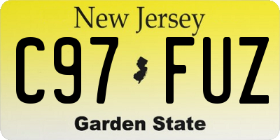 NJ license plate C97FUZ