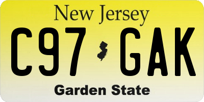 NJ license plate C97GAK