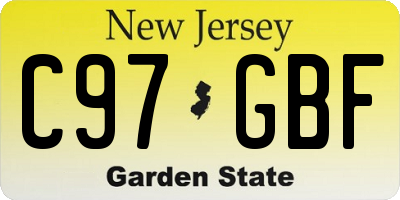 NJ license plate C97GBF