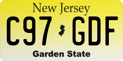 NJ license plate C97GDF