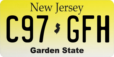 NJ license plate C97GFH