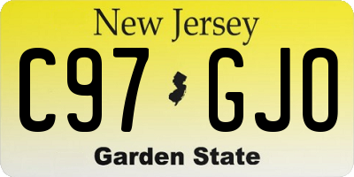 NJ license plate C97GJO