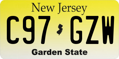 NJ license plate C97GZW