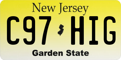 NJ license plate C97HIG
