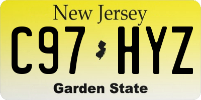 NJ license plate C97HYZ