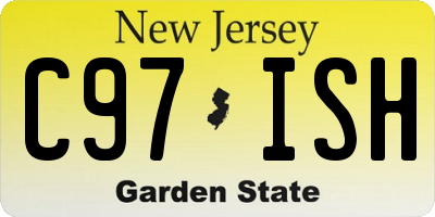 NJ license plate C97ISH