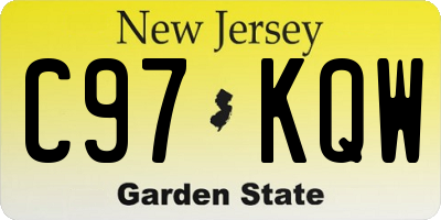 NJ license plate C97KQW