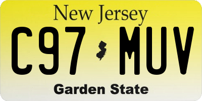 NJ license plate C97MUV