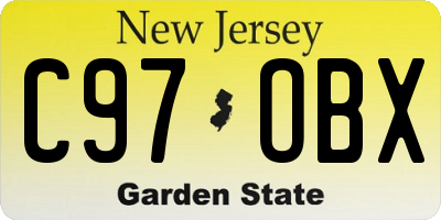 NJ license plate C97OBX