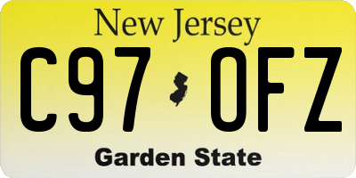 NJ license plate C97OFZ