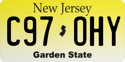 NJ license plate C97OHY