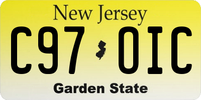 NJ license plate C97OIC