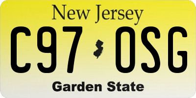 NJ license plate C97OSG