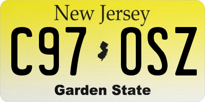 NJ license plate C97OSZ