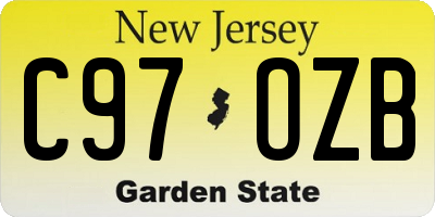 NJ license plate C97OZB