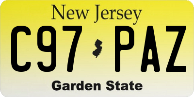 NJ license plate C97PAZ
