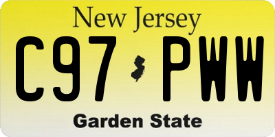 NJ license plate C97PWW
