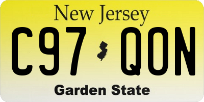 NJ license plate C97QON