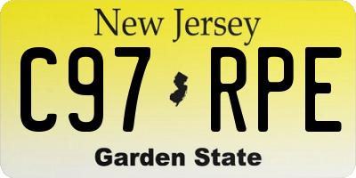 NJ license plate C97RPE