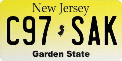 NJ license plate C97SAK