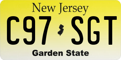 NJ license plate C97SGT