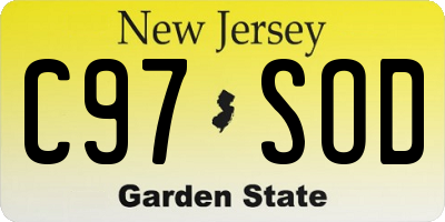 NJ license plate C97SOD