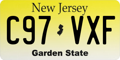 NJ license plate C97VXF