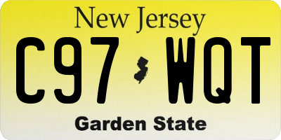 NJ license plate C97WQT