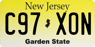 NJ license plate C97XON