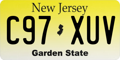 NJ license plate C97XUV