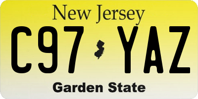 NJ license plate C97YAZ