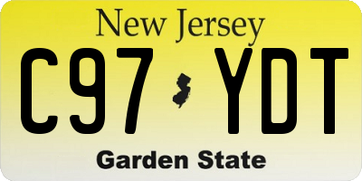 NJ license plate C97YDT