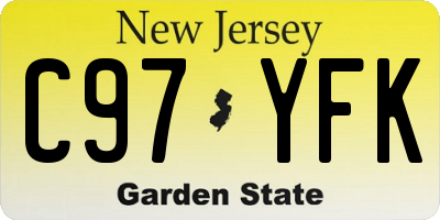 NJ license plate C97YFK
