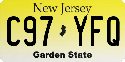 NJ license plate C97YFQ