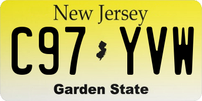 NJ license plate C97YVW