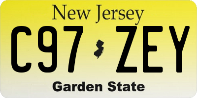 NJ license plate C97ZEY