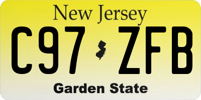 NJ license plate C97ZFB
